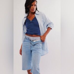 Free People Amelia Cami Deep Blue Ruffled Tank Top sz M, 100% Cotton